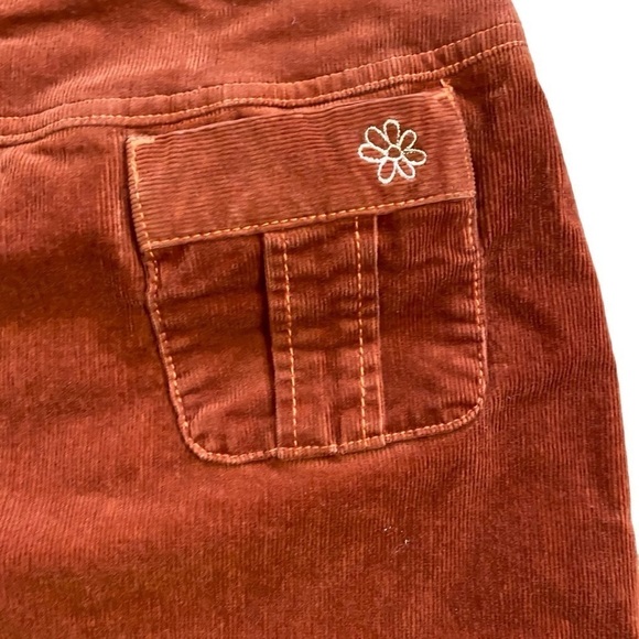 Adventure Orange Corduroy Skirt Front Pockets Flower Embroidery Women’s 6 - Picture 7 of 7